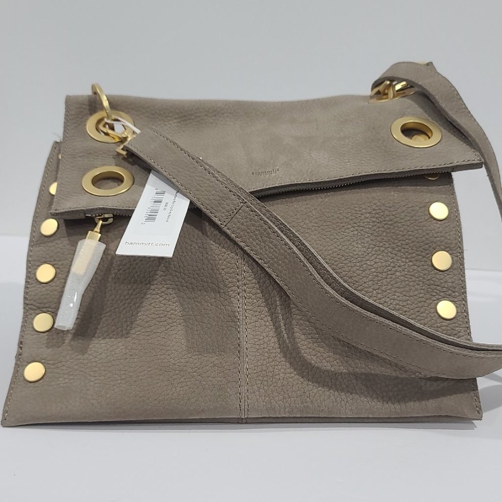 Hammitt Taupe Leather Crossbody with Gold Hardware - Picture 2 of 14